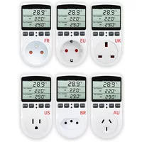 EU/US/FR/UK EU/US/FR/UK Smart Thermostat Outlet, Digital Temperature Controller Socket with Timer & Sensor for Heating/Cooling