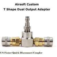 Dual Output Adapter T Shape With US Foster Quick Disconnect Coupler For Air Tool Airsoft