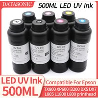 DAT 500ML Tusz UV LED Kompatybilny z głowicami Epson i3200 i1600 XP600 L800 L805 L1800 TX800 1390 DX5 DX7 do drukarek UV Flatbed