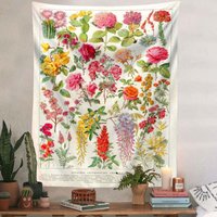 VIKAMA Vintage Flower Tapestry Botanical Wall Hanging for Bedroom Living Room Dorm Cottagecore Aesthetic Home Decor