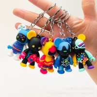 Creative cartoon space violent bear doll keychain bag pendant student gift ornaments clothing accessories