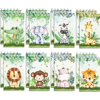 8pcs Jungle Animals Mini Spiral Notepads Cartoon Tiger Lion Pattern Spiral Coil Notebook for Birthday Party Supplies