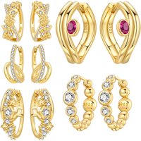 Orstarry S925 Sterling Silver French Double Circle Red Zircon Hoop Earrings For Women Jewelry Original Party Anniversary Gifts