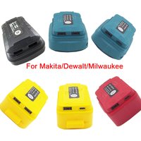 Fast charging Power bank Adapter For Makita/Dewalt/Milwaukee 18V Battery USB or Type-c Port for Phone charger withLED Light