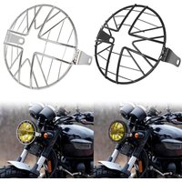 6.5" Metal Motorcycle Headlight Mesh Grill Guard Front Lamp Mesh Grille Protector Cover Black for Universal Cafe Racer Cruiser