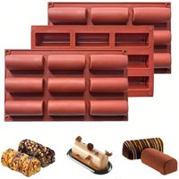 9 Cavities Silicone Roll Mold,Reusable Nonstick Log Shape Baking Mold for Mini Swiss Rolls,Chocolate Desserts,Candy and Pastries