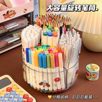 Large Capacity 360° Rotating Pen Holder Desk Organizer for Office School Supplies Clear Plastic Pencil Cup