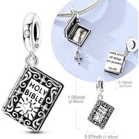 Original 925 Sterling Silver Charm Bead Openable the Holy Bible Pendant Fit Original Bracelet For Women Men DIY Jewelry Gift