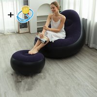 Lazy Couch Sofas Inflatable Foldable Recliner Outdoor Sofa Bed with Stirrups Comfortable Combination Flocked Velvet Sofa Chair