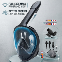 Full Face Snorkel Mask Detachable Camera Mount Snorkeling Diving Swimming Mask 180 Panoramic Anti Fog Anti Leak Adults Youth Kit