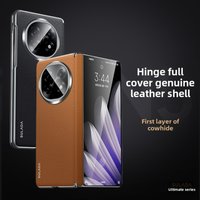 For OPPO Find N6 N5 Case High Quality Matte Leather Folding Hinge Built in Magnetic Wireless Charging Shockproof Hard Back Cover