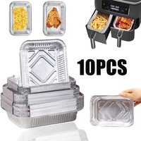 10PCS New With Lids Aluminum Foil Trays Square Non-Stick Foil Food Containers Disposable Cooking Kitchen Tool Baking Pans Baking