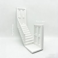 1:12 Scale Dollhouse Miniature Staircase Model, Corner Stairs with Handrail & Doors, Plastic Diorama Scene Decor for Sandtable