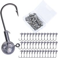 Round Jig Head, Lead Jig Head Hooks for Freshwater Saltwater Fishing, Swimbait Jig Heads with Fishing Box for TroutBass Fishing