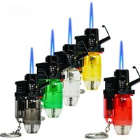 4PC/1pc Cool Jet Flame Torch Lighter Refillable Butane Windproof Design with Keychain and Flame Fixed Lock(Without Butane)