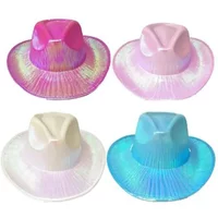 New Western Magic Cowboy Hat Neon Flash Space Cowboy Hat Halloween Carnival Party Pink Colorful Hat Holiday Party Dance Props