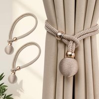 2Pcs Beige/Grey/Pink Curtain New Egg Ball Binding Tape, Simple And Modern Style, No Drilling Or Installation Required
