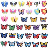 1PCS Multicolor Butterfly Icon Silicon Shoes Charms National Flag Accessories Buckles Women Girls Gifts Wristband Decor