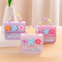 Creative Cute Flowers Children's Messenger Bag Pearl Shiny Handbags PU Leather Cartoon Kids Shoulder Bag