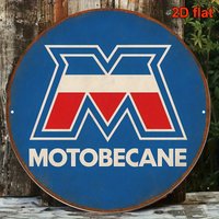 2D Flat, 1pc Vintage Motobecane Motorcycle Metal Sign - Retro Garage Decor with Red, Blue, White, Black, - Heavy-Duty Italian Al