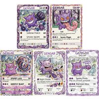 5Pcs Pokemon Unique Cards Gengar Hand Painted Series PTCG Rare Holo Cards Shiny English Cards Collection Toy Pokemon Gengar Gift