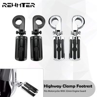 32mm Crash Bar Foot Pegs Motorcycle 1.25'' Highway Clamp Footrest For Harley Bobber Touring For Honda Engine Guard Mount Footpeg