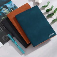 Personalized Custom NoteBook 3D Silvery Engraving Name Minimalist Notebook Faux Leather A5 Soft Cover with Bookmarks
