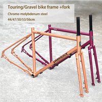 Travel Bike Touring Bicycle Frame,700C*42c Gravel Road Bike Frameset With Fork, Chrome-molybdenum Steel Touring Bike Frames