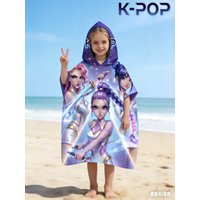 Cute K-POP Style Oversized Beach Towel, 1PC Microfiber Bathrobe Towel, Quick Dry Sand Free Absorbent Towel for Swimming Pool