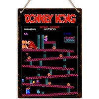 DONKEY ARCADE Metal Tin Wall Sign Plaque Retro Gaming Man Cave Shed Garage-Aluminum