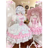Summer 2026 - Old School Lolita Floral Printed JSK Dress with Ribbon Bows by TaTaTa Lolita PRE ORDER / 2 months