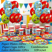 Superzings Paper Cups Plates Latex Balloons Combination Lot Themed Decorations Tableware for Birthday Party Arrangements Set