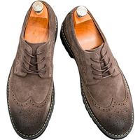 Herren-Brogue-Oxfords aus braunem Wildleder, große Größe: 38–46, dicke Sohle, formelle Schuhe für den täglichen Geschäftsgebrauch, Freizeitschuhe, Slipper für Herren