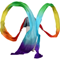 12m Rainbow Silk Streamer Veils Bellydance Chinese Folka National Dancer Practice Props Feitian Dunhuang Liyugang Stage Costume