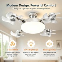 Żarówka E27 3 w 1 z wentylatorem, lampa sufitowa w kształcie drona z 3/4 łopatkami, sterowana pilotem, AC85V-265V, do sypialni, restauracji, salonu.