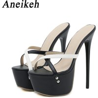 Aneikeh Sommer Sexy Thin High Heel Frauen Plattform Sandalen Mode PU Schmale Band Flach Offene spitze Party Kleid Pumps Schuhe