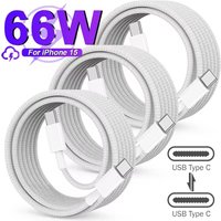1m/1.5m/2m Durable Bold Braided 66W USB C To Type C Fast Charging Cable for IPhone 16/15/15 Pro/15 Pro Max/15 Plus for Samsung