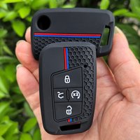 Silicone Car Key Case Cover for VW 2018 Atlas Tiguan Golf 7 Magotan 4 Button Replacement Smart Keyless Holder Accessories