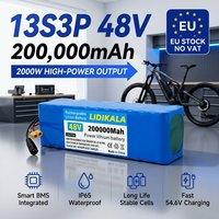 Kostenlose Lieferung von 13S3P 48V 200Ah wiederaufladbarem Lithium-Ionen-Akku, 2000W Hochleistungsmotor, geeignet für 54,6V Elektroroller, mit intelligentem BMS.