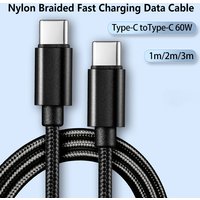 66W 5A Nylon 1m 2m 3m USB C To Type C Fast Charging Cable For Iphone 16 17 Pro Max Samsung S24 Xiaomi OPPO Charging Cable