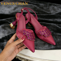 Venus Chan 2026 New Fuchsia Color Rhinestone Pointed Toe High Heels - Elegant Italian Style Footwear for Women's Parties