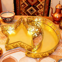 Luxury Eid Al-Fitr Decor Tray Star & Moon Pattern Islamic Ramadan Festive Home Table Decor Eid Mubarak Gift