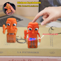 Stick man Tung tung tung Tungtungtung Anime Wooden Keychain Stick Man Figure with Luminous Pendant Collectible Decorative Gift