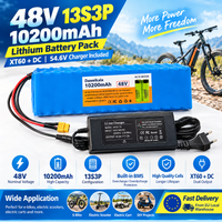 48V 13S3P 10200mAh NCR18650B Lithium-Ionen-Akkupack mit Ladegerät, Ausgangsschnittstellen: XT60+DC oder T+DC, geeignet für Elektrofahrräder, Elektroroller, Rollstühle, Rasenmäher, schnelle Lieferung