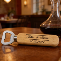 Personalized 1Pcs Engraved Wood Bottle Opener Rustic Wedding Souvenir for Guests Singles Party Groomsmen Gift Table Decorations