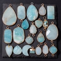 Natural Amazonite Stone Charms Connectors Waterdrop Heart Amazonite Pendant for Jewelry Making Bracelet DIY Necklace Accessory