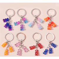Aihua 12 colors Cute Cartoon Candy Color Gummy Bear Keychains for Women Girls Resin Bear Keychains Sweet Jewelry Gifts