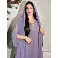Saudi Arabic Party Dress for Women Abaya Muslim Diamond Hijab Dresses Set 2 Piece Vestidos Mujer Morocco Kaftan Abayas Robe 2023