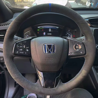 Custom DIY Car Steering Wheel Cover Suede 100% Fit For Honda Civic 10th Gen 2016-2018 Auto Interior Accessories Steering Wrap
