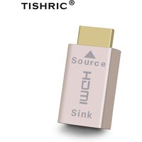 TISHRIC VGA HDMI-compatible Virtual Display Adapter Dummy Plug Emulator Lock plate 4K Headless Ghost Display Emulator DDC Edid